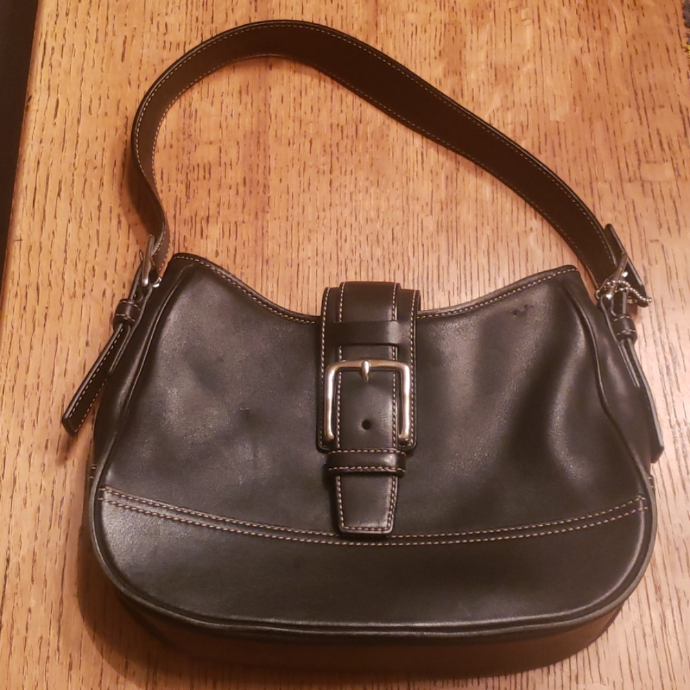 Coach Black Leather Hampton 7584 Shoulder Purse